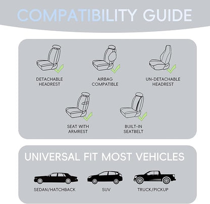 BABYBLU Linen Car Seat Cover for Cars - Durable & Non-Slip - Front Car Seat Protector Covers for Most Automotive, Vans, SUVs, Trucks