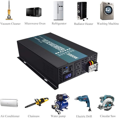 WZRELB Pure Sine Wave 5000W (10000W Surge) 24V Power Inverter DC to AC Power - Solar, RV, RBP-S500024