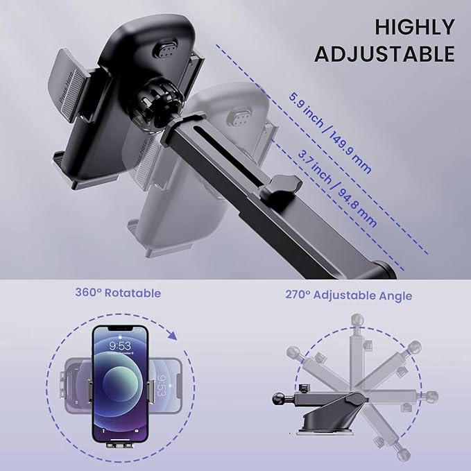 Qifutan Universal Car Phone Holder Automobile Cell Phone Holder Car Mount for iPhone Universal Car Dashboard Mount Fit All Phones
