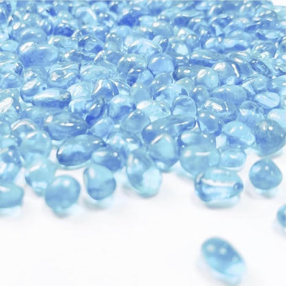 0.88LB Light Blue Fish Tank Gravel Aquarium Glass Stones Sea Glass Pebbles Aquarium Gravel Rocks Fish Tank Rocks, Beads Pebbles Rock Sand Glass Gems Stones for Vase Filler Turtle Fish Tank Decoration