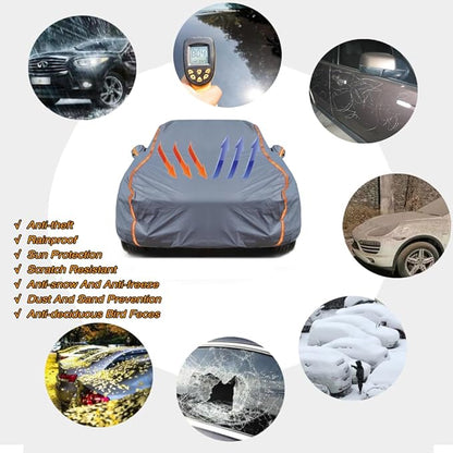 KEYOOG Universal Waterproof Heavy Weight Full Car Covers, Fit SUVs, All Weather, Outdoor Full Cover Weatherproof UV Sun Protection Snow Dust Storm Resistant with PEVA Cotton, Fit Length 178"-189"