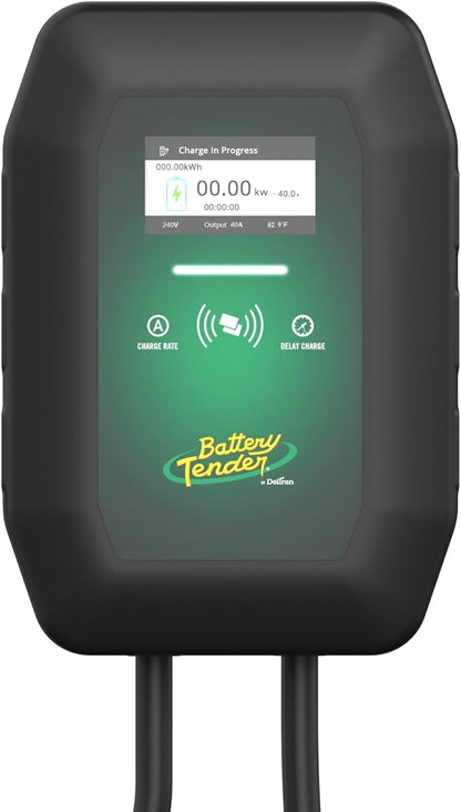 Battery Tender eCharge 40 AMP EV Charger - Level 2 Mounted Indoor Outdoor Fast Electric Vehicle Charging Station with Flexible 25ft Cable NEMA 14-50 - 022-3018-DL-WH