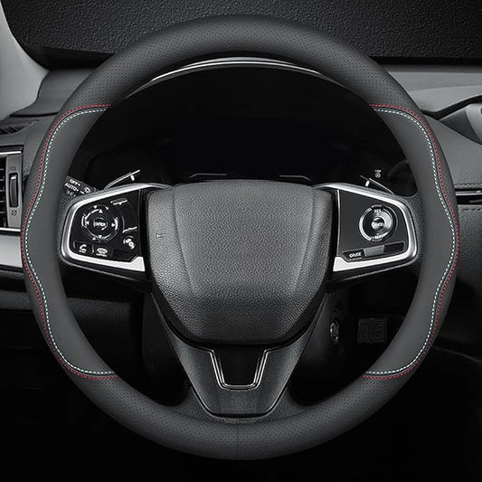 New Nappa Leather car Steering Wheel Cover, Universal 15 inch Black