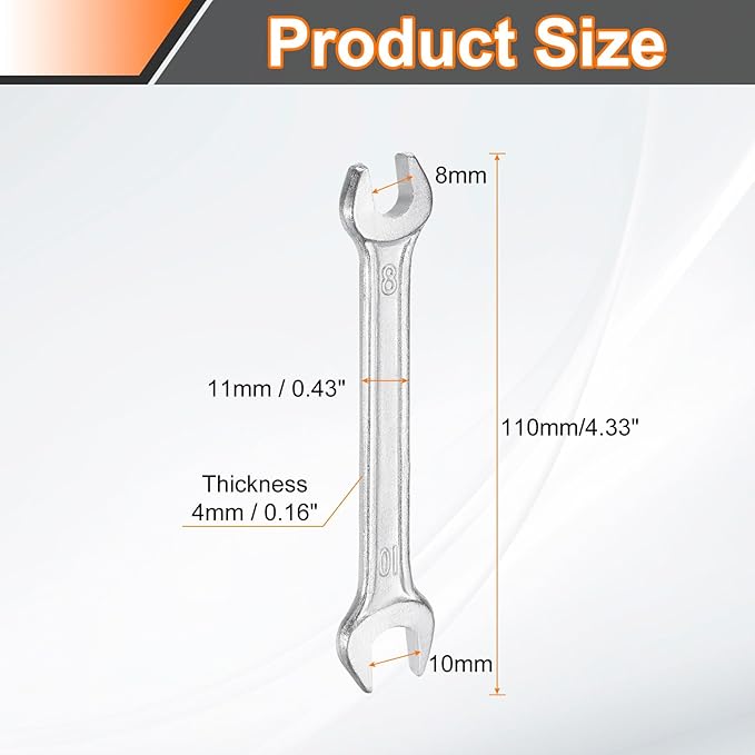 HARFINGTON 5pcs Double Open End Wrench 8mm x 10mm Metric 15 Degree Offset Angle Small Flat Head Wrench Galvanizing Open Ended Spanner for Automotive Repair Furniture Assembly