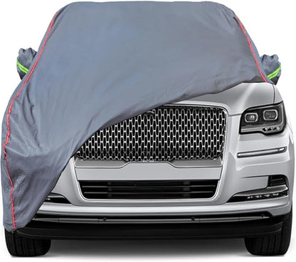 AUQDD 6-Layers PEVA New Material Sedan SUV Full Padded Car Cover Waterproof All Weather Weatherproof UV Sun Protection Snow Dust Storm Resistant Outdoor Exterior Custom Form-Fit Straps 214"-232" Gray