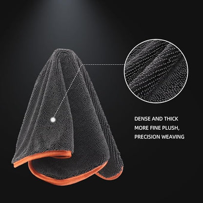 SPTA Microfiber Car Drying Towels, Cleaning Cloth Towels, Twist Pile Rapid Drying Orange Edge Car Microfiber Towels for Car Detailing, Pack of 3, 16.5 x 16.5 Inch, 600 GSM, Gray-MT040