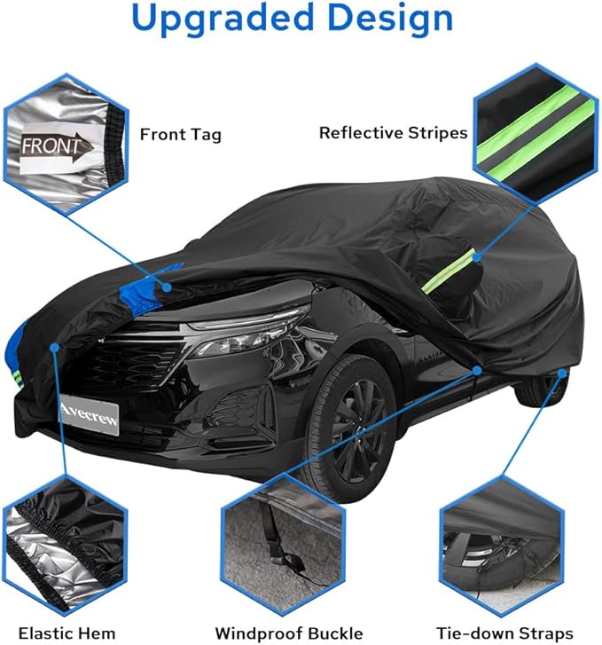 Avecrew SUV Car Cover Waterproof All Weather for Automobiles, Outdoor Heavy Duty Full Exterior SUV Covers (Length: 182"-191")
