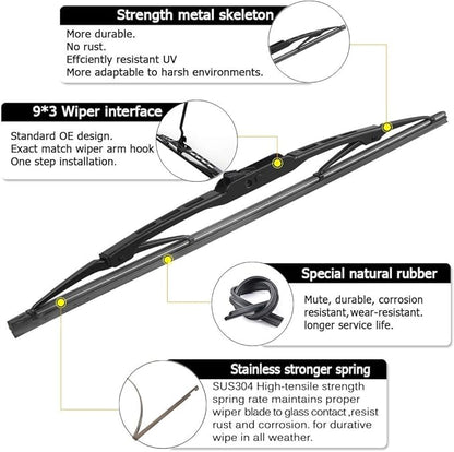 AUTOBOO 26"+20" Windshield Wipers with 16" Rear Wiper Blade Replacement for Dodge Grand Caravan 2008-2014 2015 2016 2017 2018 2019 2020 Chrysler Town & Country -Original Factory Quality (Pack of 3)