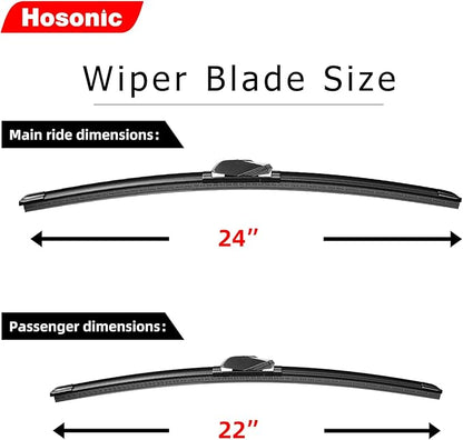 Windshield Wipers, 24" +22" Wiper Blades, Compatible with BMW 6 Series 2010-2004, M5/M6 2010-2006, Mercedes-Benz E Series 2023-2017 Windshield Wiper Blades, Double Service Life (Set of 4)