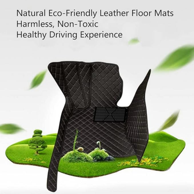 Custom All-Weather Protection Leather Car Floor Mats for Cars Sedan SUV Sports Car Waterproof Floor Mat (Black Beige)