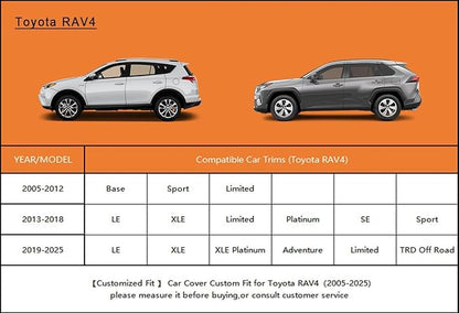 Kayme 6 Layers SUV Car Cover Custom Fit for Toyota RAV4 (2006-2025), Waterproof All Weather for Automobiles,Rain Sun UV Protection.Silver