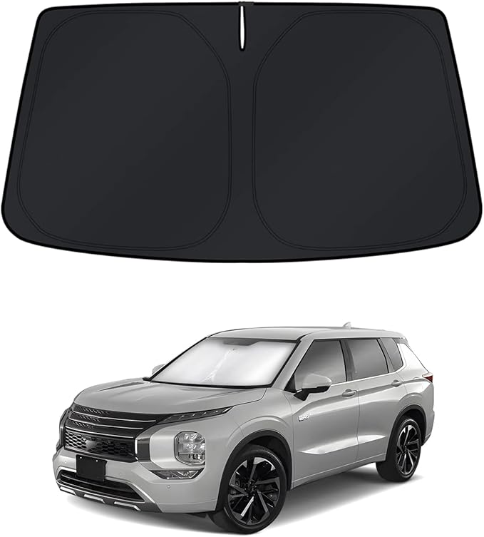 KUST Windshield Sun Shade for Mitsubishi Outlander 2022-2024 2025 2026 Window Shade Sun Visor Cover Foldable Blocks UV Rays Keep Your Car Cooler