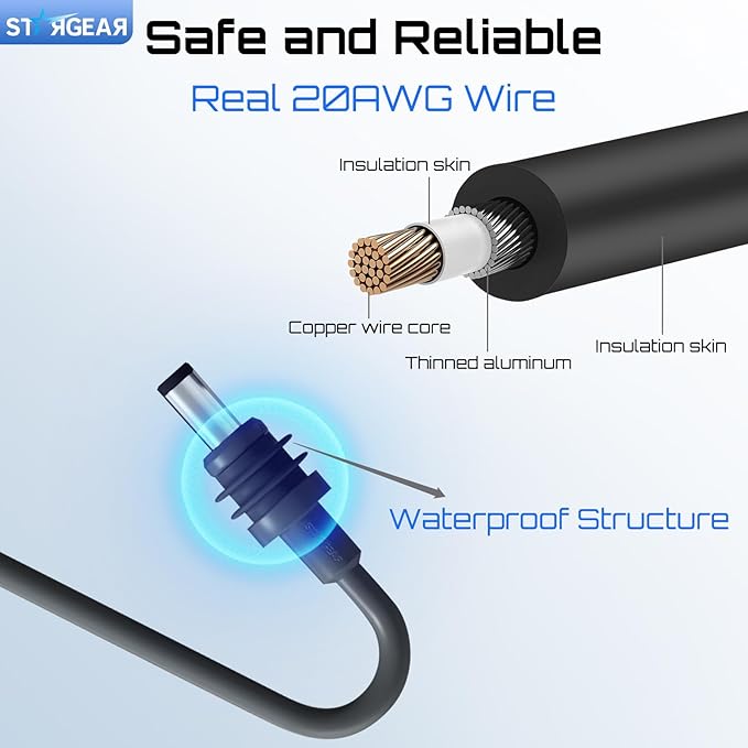 Starlink Mini Cable 6.5FT, 20AWG Replacement Starlink Mini DC Power Cable Starlink Mini Accessories, Starlink Power Cord Outdoor