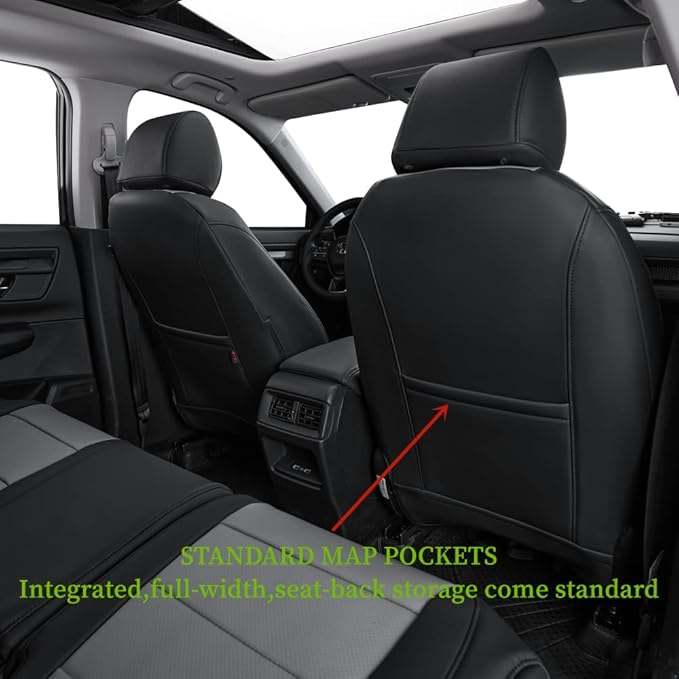 coverdream Custom Seat Covers Compatible with Select Honda CRV 2012 2013 2014 Models - Leatherette (Black/Gray,Full Set)