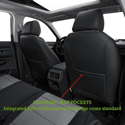 coverdream Custom Seat Covers Compatible with Select Honda CRV 2012 2013 2014 Models - Leatherette (Black/Gray,Full Set)