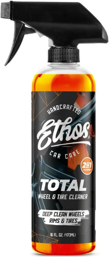 Ethos Handcrafted Car Care Total Wheel & Tire Cleaner - Professional All-In-One Solution for Sparkling Wheels & Tires | Dissolves Brake Dust, Dirt, and Grime | Safe for All Factory Finishes