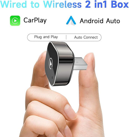 Wireless Adapter Convert Wired to Wireless for CarPlay＆Android Small Size, Plug and Play, Fast and Stable Connection