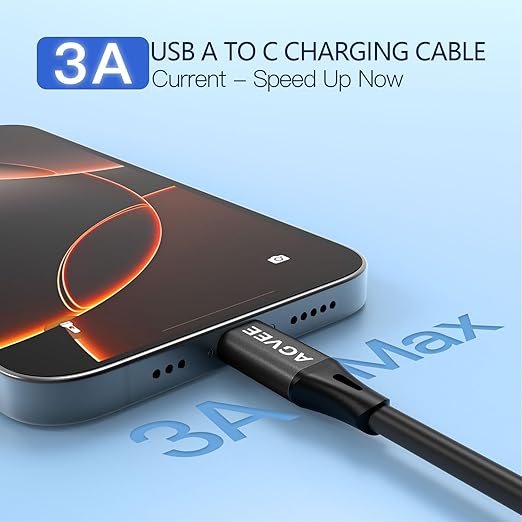 AGVEE 2 Pack 5ft Coiled Short USB to USB-C Charging Cable [USB-IF Certified] 3A Fast Charger Cord in Car for iPhone 16/15 CarPlay, Galaxy S25 S24 S23 S22 S21 S10 S9 S8, Google Pixel, Black