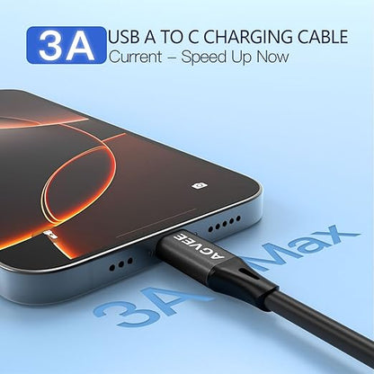 AGVEE 2 Pack 5ft Coiled Short USB to USB-C Charging Cable [USB-IF Certified] 3A Fast Charger Cord in Car for iPhone 16/15 CarPlay, Galaxy S25 S24 S23 S22 S21 S10 S9 S8, Google Pixel, Black