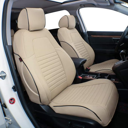 EKR Accord Car Seat Covers for Honda Accord 2023 2024 2025 LX(Rear Row W/Solid Backrest) Leather Car Seat Covers,Waterproof Car Seat Protectors,Trucks Seat Covers Full Set(Beige)