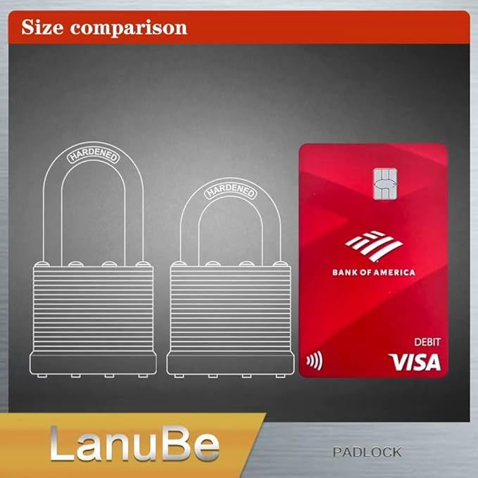 LanuBe Lock Laminated keyed Padlock (1-9/16", 40mm), keyed Alike Locks, Normal Shackle, Marked Blue Plastic Hoop, Pack of 48…