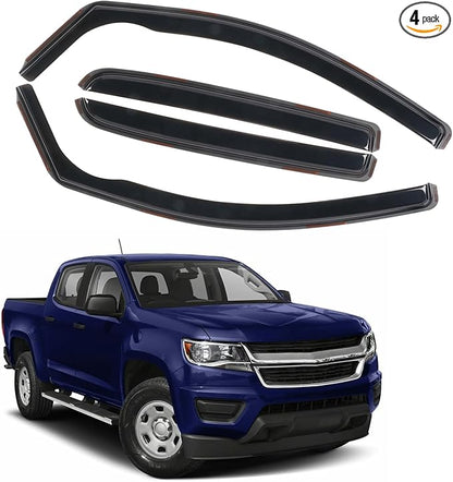 in Channel Rain Guards for 2015-2022 Chevy Colorado/GMC Canyon Crew Cab, Smoke Tinted Side Window Wind Deflectors, Vent Window Visors Shade Shield, 2016 2017 2018 2019 2020 2021