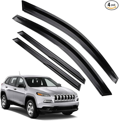 Rain Guards for Jeep Cherokee 2014-2023, Tape-on Side Window Deflectors for Jeep Cherokee, Window Visors for Jeep Cars, for Jeep Car Accessories, 4 pcs