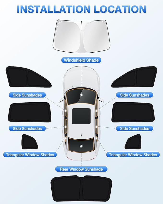 Windshield Sun Shade for 2018-2023 Volkswagen VW Tiguan Side Rear Window Shade Cover Sun Visor Shield Privacy Protection Keep Vehicle Cool Black 8PCS