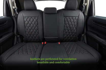 coverdream CRV Seat Covers Custom Fit for 2017 2018 2019 2020 2021 2022 Honda CRV LX, EX, SE, EX-L,Touring,Hybrid,Full Coverage Waterproof Leatherette Car Seat Protector(Full Set,Red/Black)