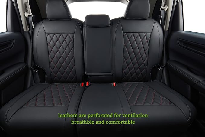 coverdream CRV Waterproof Leather Seat Covers Custom Fit for 2012 2013 2014 Honda CRV EX,SE,EX-L,Touring,Full Coverage,Airbag Compatible,Car Seat Protector(Full Set,Red/Black)