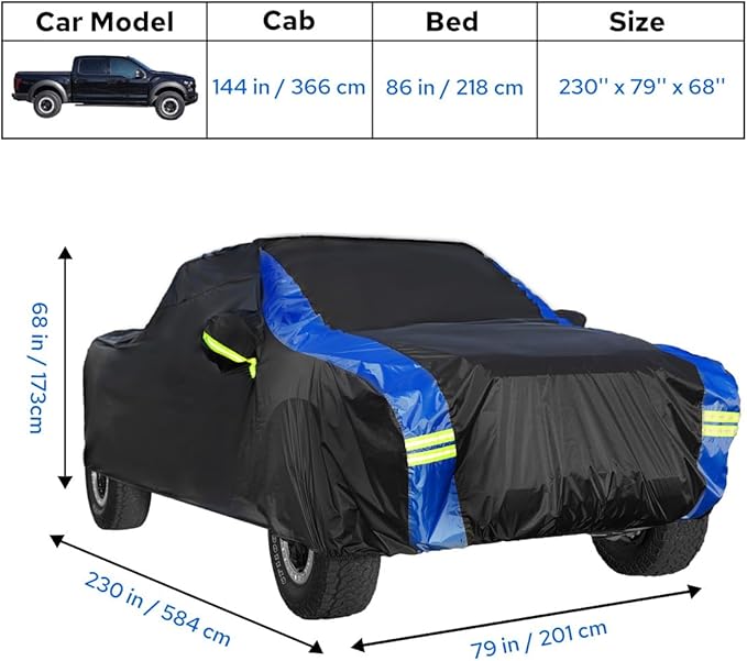 Avecrew All Weather Truck Cover - Waterproof, Rain, Snow, UV & Dust Protection (210"-230")
