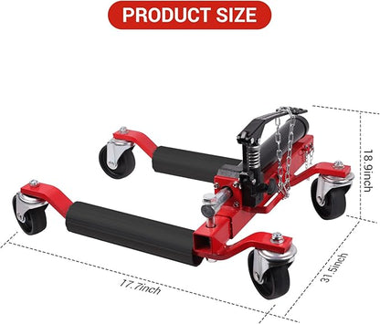2 Pcs Car Wheel Dolly with Hydraulic Tire Jack, 1500LBS Capacity Trailer Dolly for Vehicle Positioning for Truck RV Trailer, Red