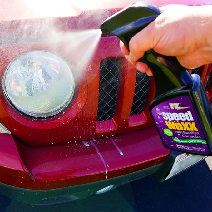 FZ Speed Waxx - Car Cleaning Supplies, Car Wax Spray with Brazilian Carnauba Wax, Quick Detailer, Water Spot Remover for Trucks, RVs, Boats, and More - 16 oz Banana Scented
