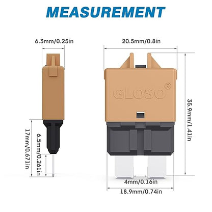 GLOSO Circuit Breaker E39 (T3) Manual Reset Fuse for Car Truck RV Automotive Marine Boat Trolling Motor & Custom Wiring Audio Battery Protection/Low Profile ATC/ATO (15A - 3 Pack)