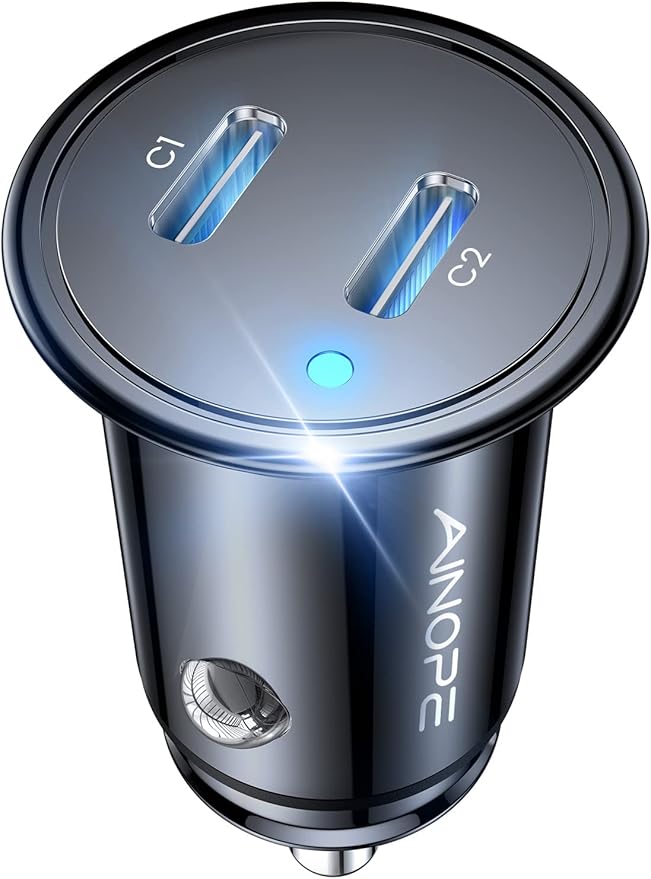 AINOPE USB C Car Charger for iPhone 15, Smallest 56W Car Charger Adapter Fast Charginig, PD 3.0 Dual USB Compatible with iPhone 15 Pro Max Plus/14/13 Pro/12 Pro/12 Mini, Galaxy, iPad Pro