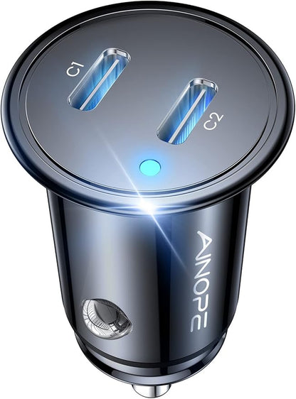 AINOPE USB C Car Charger for iPhone 15, Smallest 56W Car Charger Adapter Fast Charginig, PD 3.0 Dual USB Compatible with iPhone 15 Pro Max Plus/14/13 Pro/12 Pro/12 Mini, Galaxy, iPad Pro