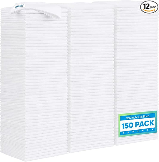 HOMEXCEL White Microfiber Cleaning Cloth 12 Pack, 12.5 x 12.5 inch Microfiber Towels for Cars, Ultra Absorbent Car Washing Cloth, Lint Free Streak Free Cleaning Rags for Car, Kitchen, and Window