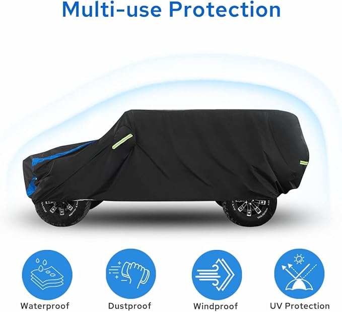 Avecrew for Jeep Wrangler Cover Waterproof 2 Door, All Weather for Jeep Rain Cover for Automobiles, Outdoor Full Exterior for Jeep Covers Fits JK JL TJ YJ CJ