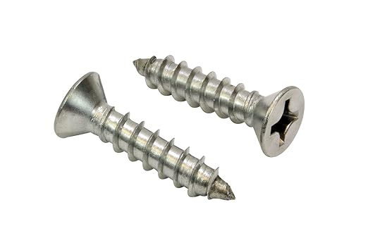 Bolt Dropper #12 X 1-1/2'' Stainless Steel Flat Head Phillips Wood Screw, (25 pc), 18-8 (304) Stainless Steel Sheet Metal Screws - Type A Point, Plain Finish