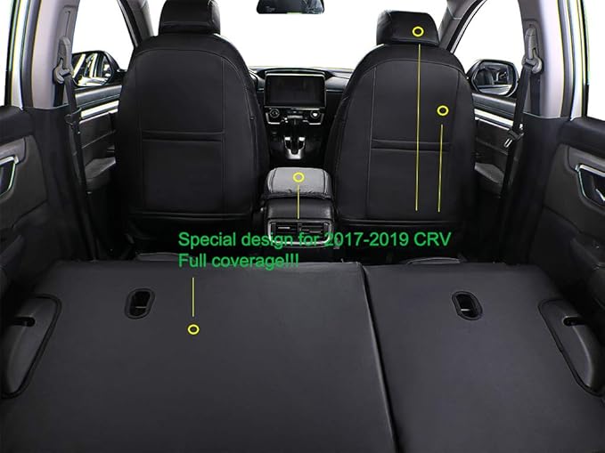 EKR Accord Car Seat Covers for Honda Accord 2023 2024 2025 EX,SE &2023-2025 (Hybrid) Sport,EX-L,Sport-L,Touring,(Rear Row W/40/60 Split Backrest),Leather Seat Covers for Trucks Full Set (Black)