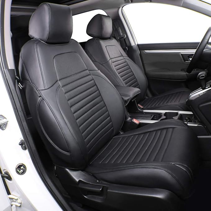 EKR Accord Car Seat Covers for Honda Accord 2023 2024 2025 EX,SE &2023-2025 (Hybrid) Sport,EX-L,Sport-L,Touring,(Rear Row W/40/60 Split Backrest),Leather Seat Covers for Trucks Full Set (Black)