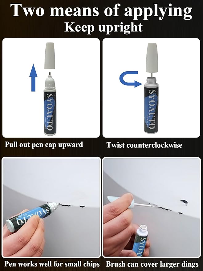 SYOAUTO Summit White GAZ Touch Up Paint Fit for Chevrolet or GMC Auto Touch up Paint Car Scratch Repair Pen Brush and Tip 2 in 1 (Summit White GAZ)
