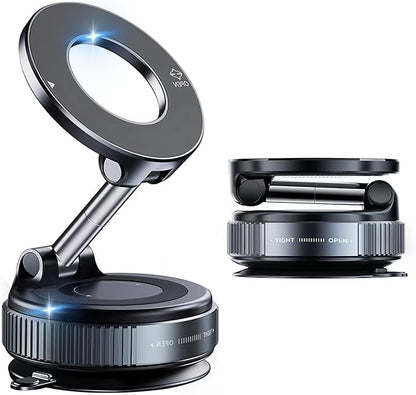 Vacuum Magnetic Car Phone Holder,360°Adjustable Magnetic Phone Holder,Hands-Free Suction Cup Phone Mount for MagSafe,Cell Phone Holders for Your Car for All Smartphones & All Car Models