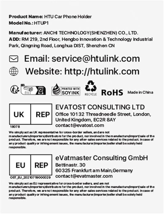 HTU [True Military-Grade] 2025 Upgraded Car Phone Holder 【Safety Certs & No Smell】 Cell Phone Holder for Car Mount for Dashboard Windshield Air Vent Long Arm Thick Case,Navy Blue