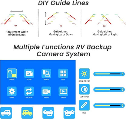 Magnetic Solar Wireless Backup Camera for RV Truck Trailer – 7" 1080P Monitor with Recording, 1-Min Install, No Delay, Wide View, IR Night Vision, 4 Channels, Auto-Sleep Rechargeable Rearview Camera