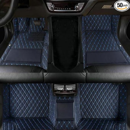 TAHALICustom Colors Car Floor Mats Black Pink for 99.9% Sedan SUV Sports， All-Weather Liners Car Floor mat，Luxury Leather Automotive Floor Mats (Black Blue-,3D Floor Mats)