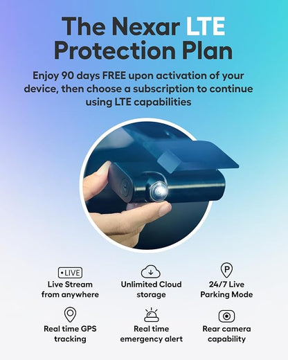 Nexar Beam2 Mini Dash Cam Car Camera 128GB Storage 24H Parking Mode Wide Angle FHD Lens Wireless Dash Camera for Cars Includes $25 OBD Hardwire Kit for Continuous Power