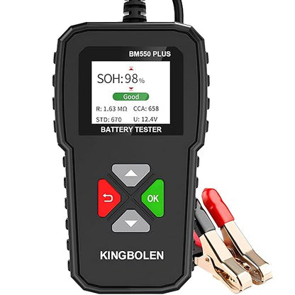 KINGBOLEN BM550 Plus 6V-24V 100-2000 CCA Car Battery Tester, Voltage Waveform Analyzer for Cars Trucks SUV Motorcycle