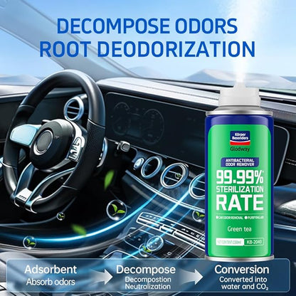 Glodway Whole Car Air Refresher,Odor Eliminator Remover Spray For Car,Green Tea Strong Freshener With Odour Eliminator Technology,Long-Lasting Scent,6 Ounce(Pack of 3)