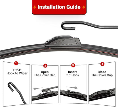 Windshield Wiper Blades Replacement for 2003-2009 Honda Element / 2009-2014 Nissan Cube Original Factory Quality Front Rear Wipers Blade Set for My Car - 20" 20" 12" (Pack of 3)